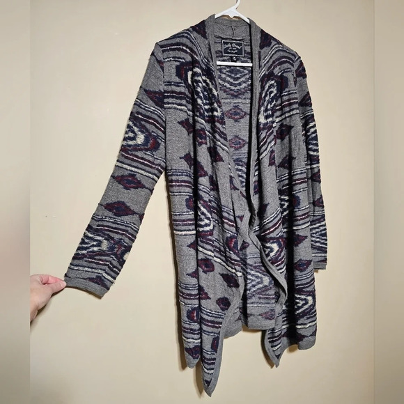 Lucky Brand Wool Blend Aztec Tribal Print Waterfall Cardigan Womens Size Medium - Picture 4 of 8